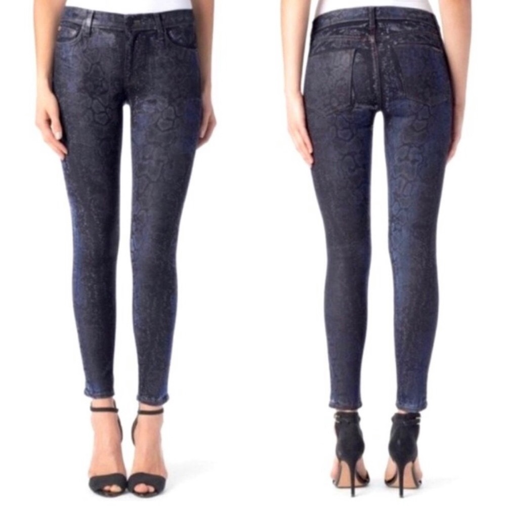 Hudson Navy Blue Python Snake Print Nico Super Sk… - image 1